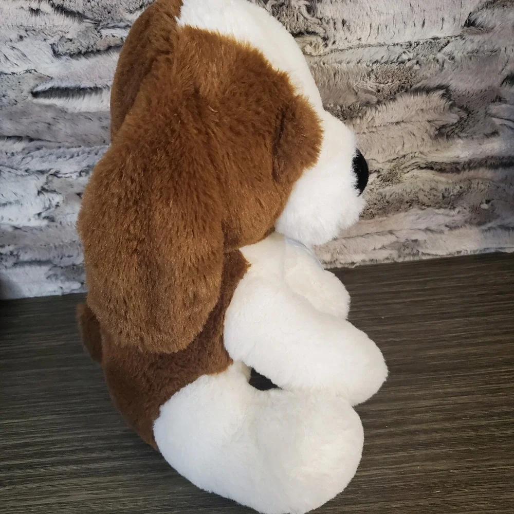 Kellytoy White Brown Dog Plush Sitting Stuffed Animal 11